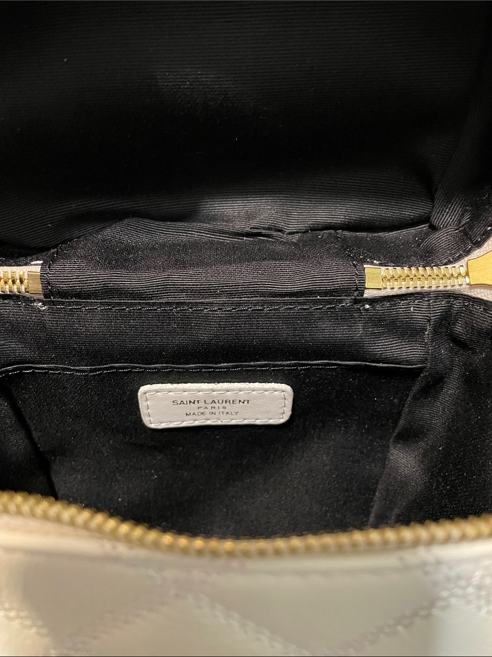 White Quilted Leather Crossbody Bag with Gold Hardware - Picture 4 of 5